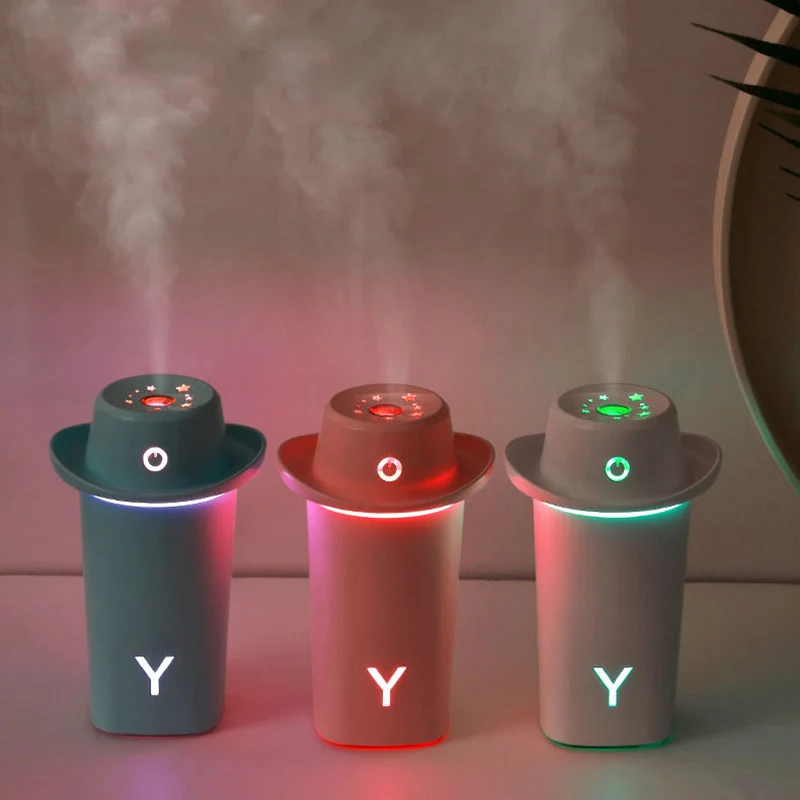 DEKAXI 230 мл USB Ароматерапия Увлажнитель воздуха форма шляпы эфирные масла диффузор светодиодные ночные огни тумана для автомобильного зарядного устройства