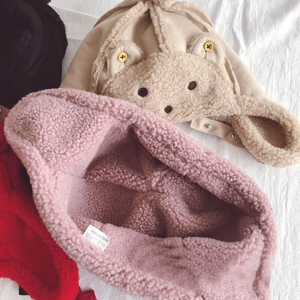 baby hat Children Boys And Girls Cute Cartoon Plush Embroidery Warm Head Wrap Kids Baby Witner Hat Cap newborn Photography Props