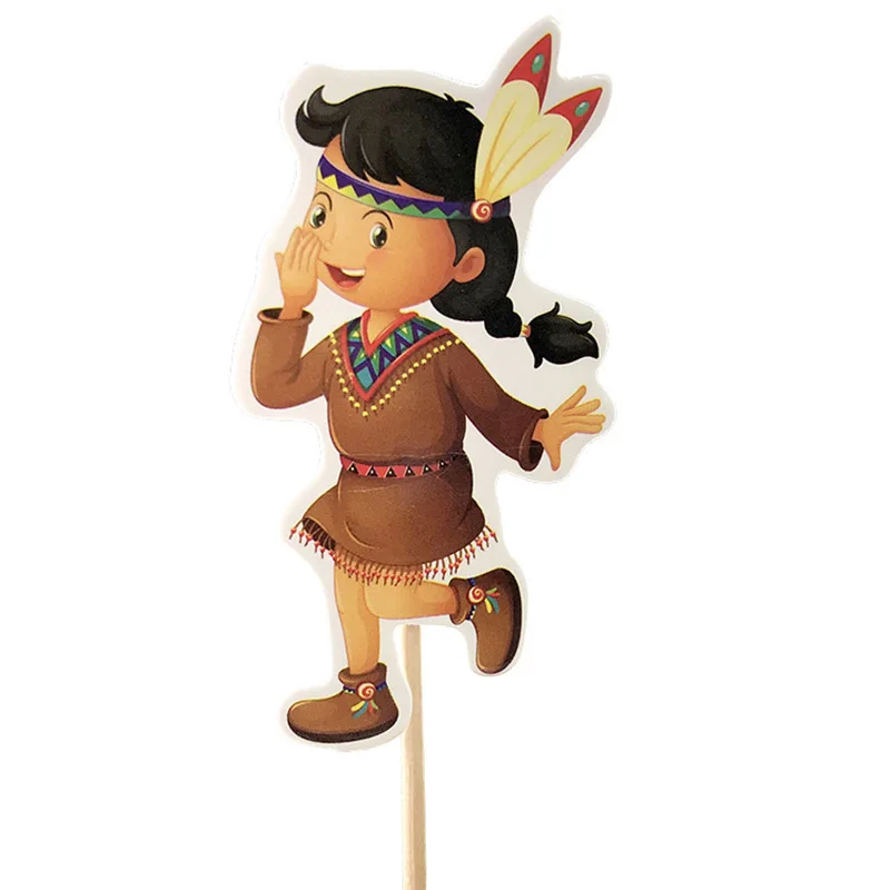 

24pcs Cartoon Fox Girl Cake Toppers Forest Animal Cupcake Topper Flags Kids Birthday Party Cake Decorations Dessert supplies