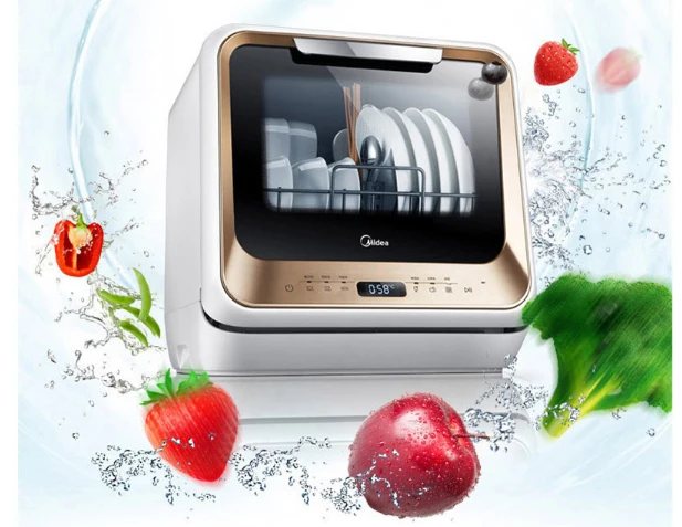 Посудомоечная машина автоматическая настольная умная Встроенная стерилизация установка Низкая/высокая температура двойная дезинфекция - Цвет: golden