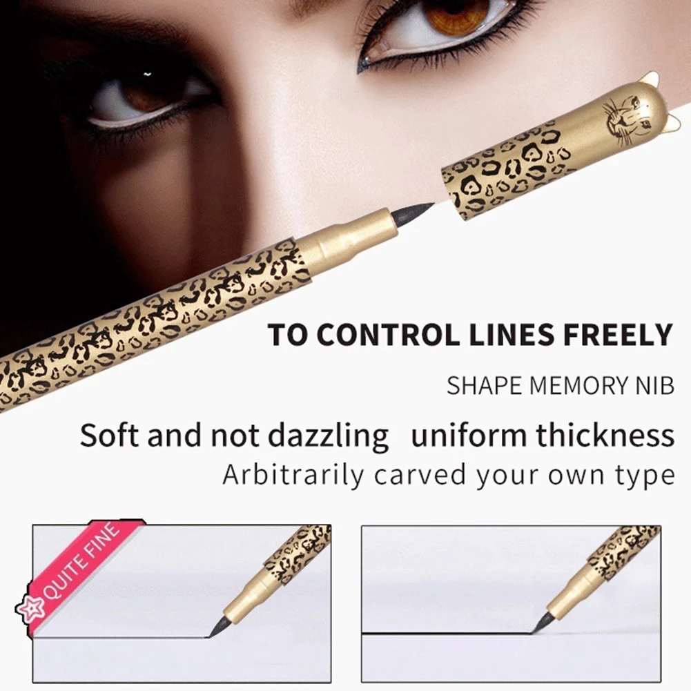QIC Brand Professional Leopard Waterproof Black Liquid Eyeliner Makeup Eye Liner Pencil Cosmetics Charming Eyes Makeup Tool