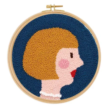

21cm DIY Knitting Wool Rug Hooking Kit Handcraft Woolen Embroidery Creative Gift With Punch Needle - Figure Women /Men