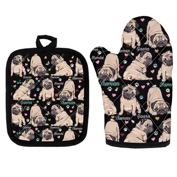 

2pcs/Set 3D Cute Pug Dog Microwave Oven Gloves Insulation Pads for Home Cooking BBQ Baking Accessories Decorative Kitchen Mitts