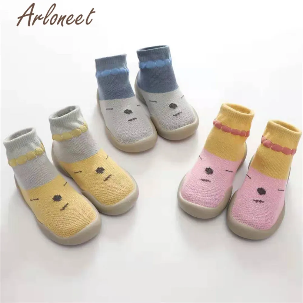 ARLONEET/Обувь для новорожденных девочек; первые ходунки для малышей; зимние кроссовки с героями мультфильмов; Детские хлопковые первые ходунки; нескользящие носки-Тапочки