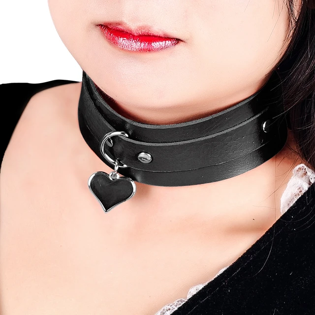Sexy Choker Collar Goth Metal Chain Collar Leather Choker Bondage