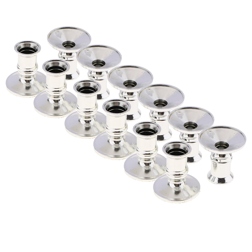 12 Pcs Plastic Candle Holder Base Electric Pillar Candlestick Stand For Tapers Candle Wedding Birthday Party