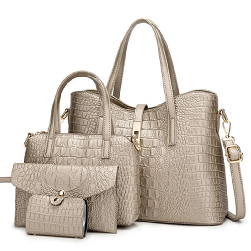 

Crocodile pattern female bag new 2021 messenger shoulder bag portable four-piece bag