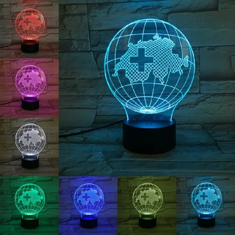 C VCity 3D Earth USB СВЕТОДИОДНЫЙ светильник Африка Австралия Европейский континент Ночник подарок для детей друзей дома спальня спальный Декор - Испускаемый цвет: C
