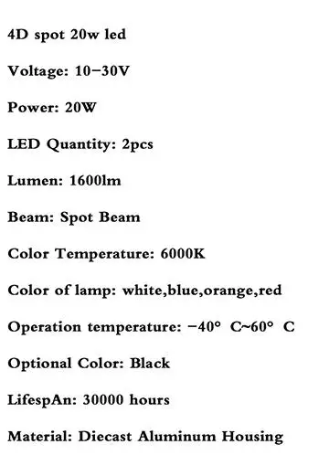 DENGCHI 20 Вт étanche светодиодный 12 V-30 V 6500K Блан для moto внедорожный светодиодный lumière de travail pour Джип внедорожник вездеход 4WD грузовика «Лодочка»