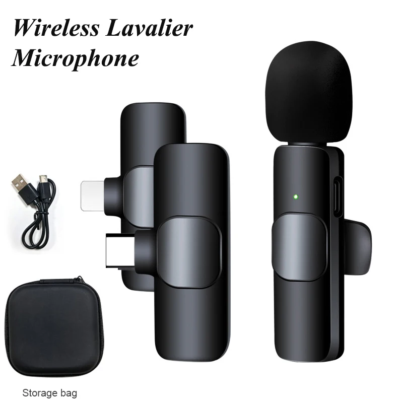 Компактный петличный беспроводной микрофон 2 4G Тип C фотографический для iPhone Huawei