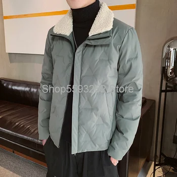 

Cotton-padded men's 2020 Winter cotton-padded jacket trend lapel padded lambskin collar down cotton-padded jacket jacket