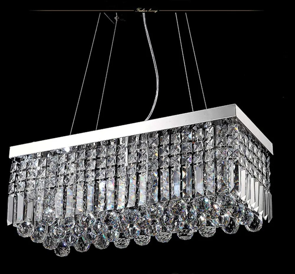 Современные K9 хрустальные люстры освещение капли дождя потолочные люстры прямоугольная Лампа Приспособление для столовой гостиной