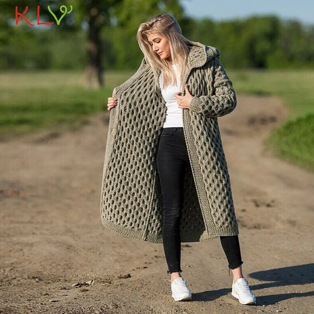 Зимняя куртка, Женский вязаный длинный свитер, кардиган с капюшоном, больше размера d, пальто, модная повседневная верхняя одежда, размер, Chaqueta Mujer, 19Oct