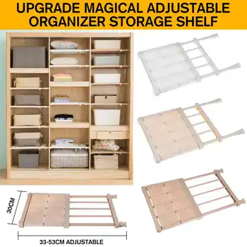 

NEW 30CM Width Adjustable Closet Organizer Storage Shelf Wall Mounted Kitchen Rack Space Saving Wardrobe Shelves Cabinet Holders