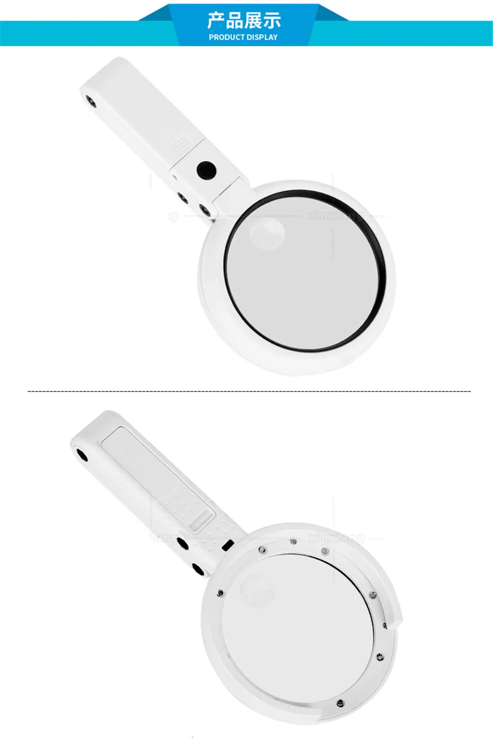 8 LED Handheld Desktop Folding Jewelry Magnifier USB Plug in HD Reading Repair Lighting Magnifier Magnifying Glass Lamp Loupe