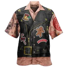 

Men's Christmas Merry Xmas Hawaiian Beach Shirts Casual One Button Shirts Fake Suit Print Short-sleeve Blouses Tops Camicias 5XL