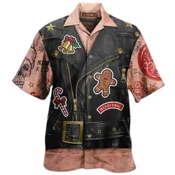 Chemises de plage hawaïennes pour hommes, vêtements de noël, joyeux noël, décontracté, à un bouton, faux costume imprimé, manches courtes, Blouses, Tops, 5XL 