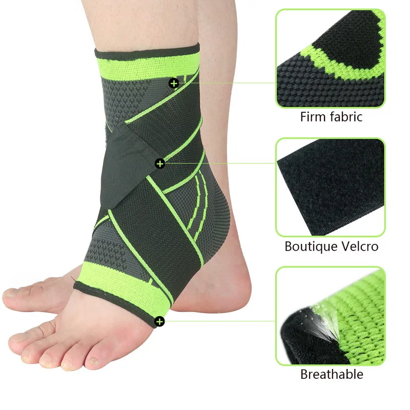 1PC Pressurized Ankle Support Basketball Volleyball Sports Gym Badminton Ankle Brace Protector With Strap Belt Elastic Protector