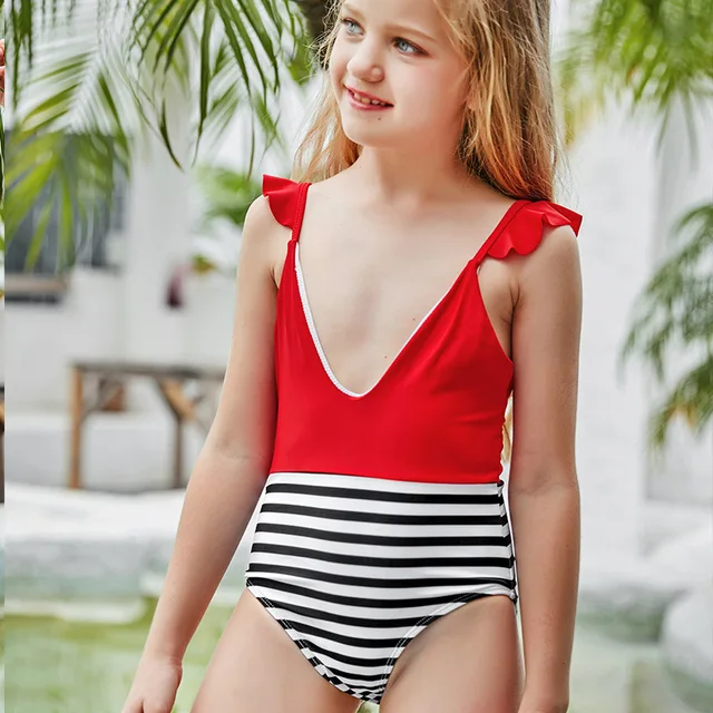 Concurreren Waden Graan Kinderen Een Stuk Badpakken Meisjes Badmode Kinderen Badmode Mode Contrast  Kleur Een Stuk Bikini Meisjes Een Stuk badpak - AliExpress sport &  Entertainment