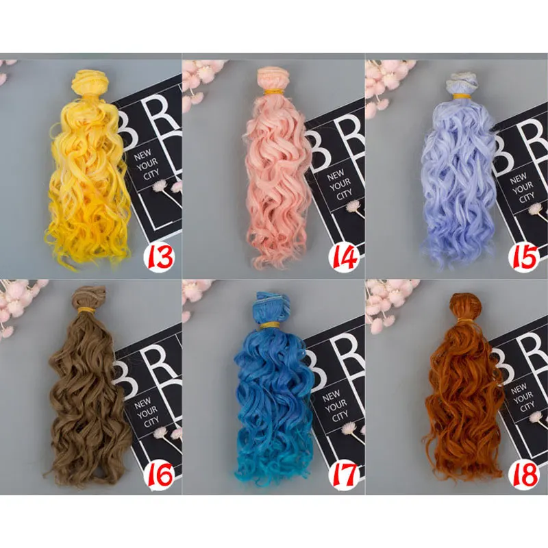 14 only wig 15 см кукольные волосы для 1/3 1/4 1/6 BJD diy куклы натуральные волнистые кукольные парики деревья молочный Шелковый парик Тепловая устойчивость к высокой температуре кукольные волосы - Цвет: 14 only wig