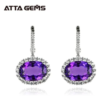 

Amethyst Sterling Silver Drop Earring for Women Fine Jewelry Created Amethyst Design Oval Cut Classic Style Wedding Engagement