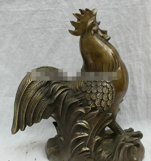 503+++ 1" китайский год бронзовая фигурка знака зодиака JiXiang Петух стенд петух статуя медная фигурка