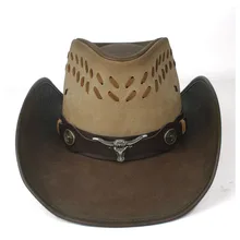 Кожаная мужская и женская западная ковбойская шляпа широкая шляпа папа леди сомбреро Hombre Женская ковбойская шляпа
