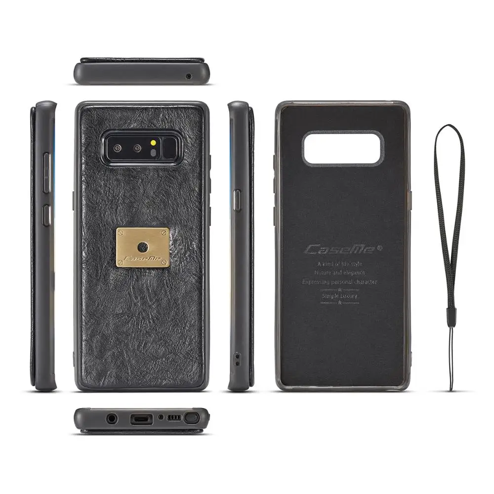 Ретро Кожаный чехол для samsung note 8 2 в 1 съемный флип слот для карт samsung galaxy note 8 талия висячий кошелек на молнии