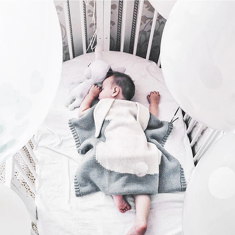 Детское одеяло вязаное из кроличьей шерсти зимнее для новорожденных подходит