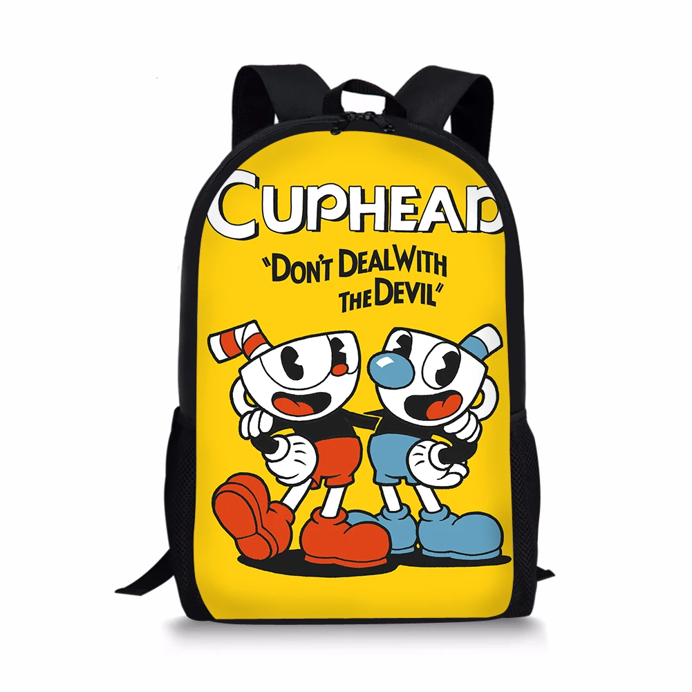 HaoYun, школьная сумка для мальчиков, Cuphead, Mugman, 3D принт, черный рюкзак, детский рюкзак, для школьников, на заказ, изображение, рюкзак, Mochila