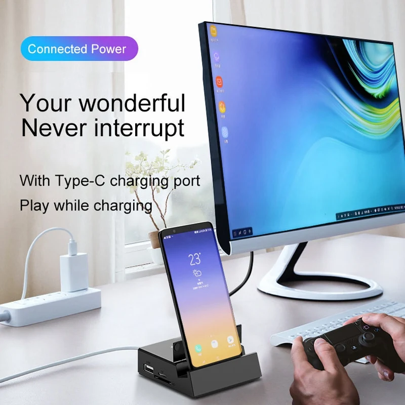 AAAJ-8 в 1 type C концентратор док-станция телефон зарядное устройство Держатель подставка кардридер USB C к HDMI адаптер для huawei P30 P20 Pro