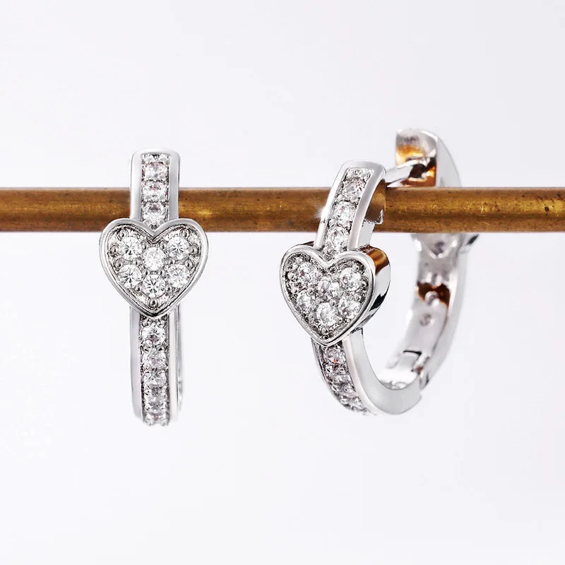 Heart Hoop Earrings Rose Gold Rainbow Earrings Pandora Clear