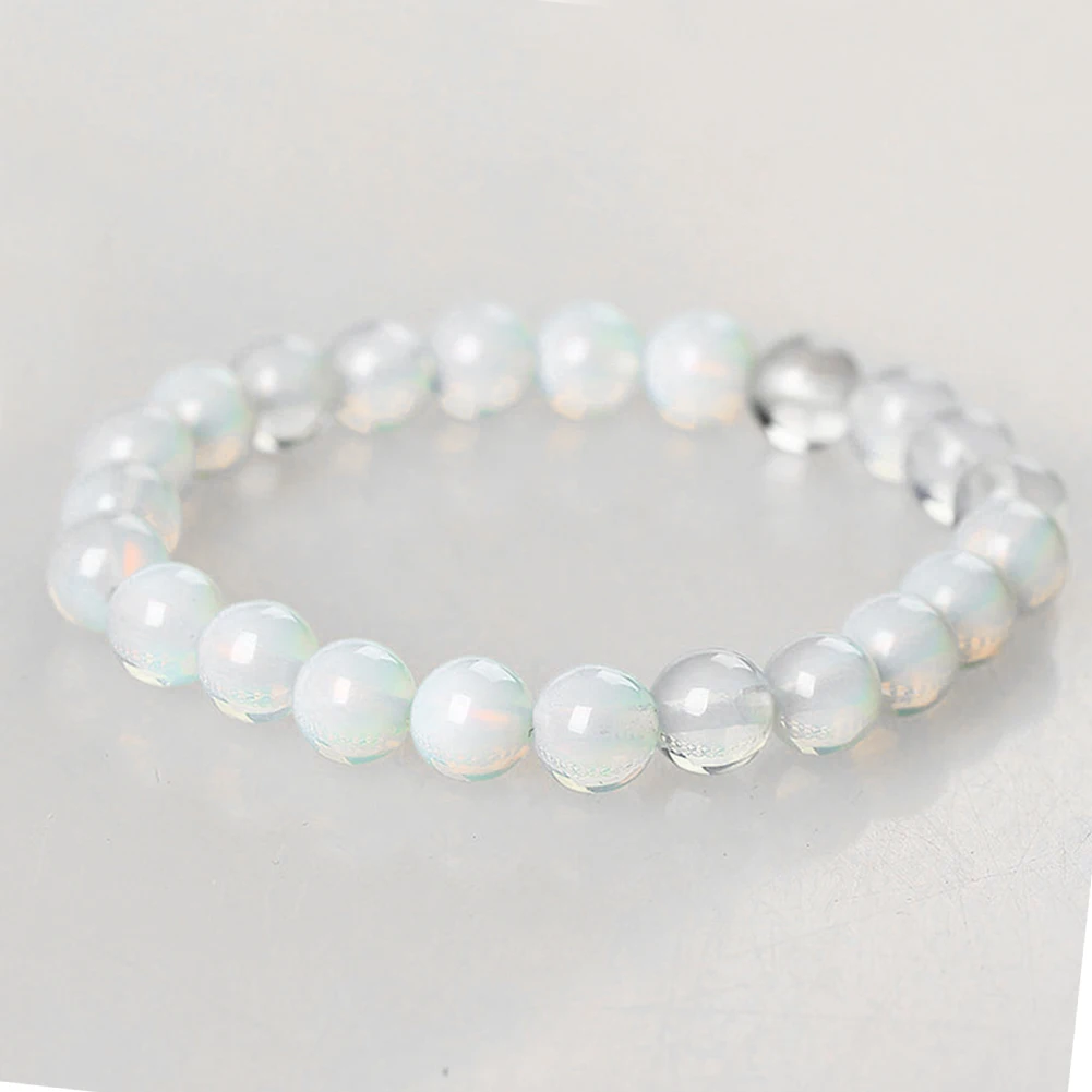1х женский 8 мм Круглый Кристалл Лунный камень натуральный эластичный браслет из