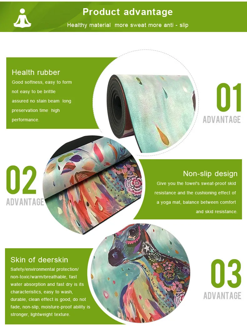 3.5mm rubber yoga mat and art print yoga fitness mat Painted fawn suede rubber mat