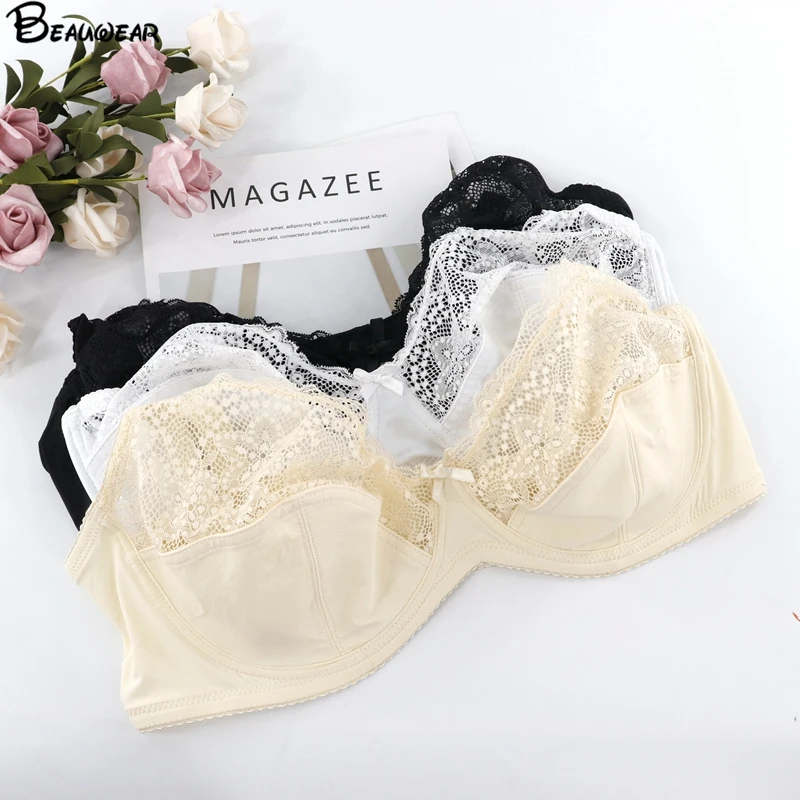  Beauwear Unlined Bras for Women Lace Underwired Bralette Floral Mesh Bh Half-Transparent Sexy Linge