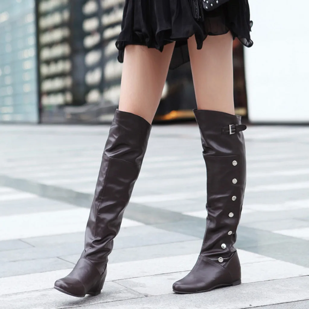 SAGACE Women Knee High Boots Autumn Winter Leather Long snow Boots fashion Comfortable warm winter shoes woman high kneeboots#4