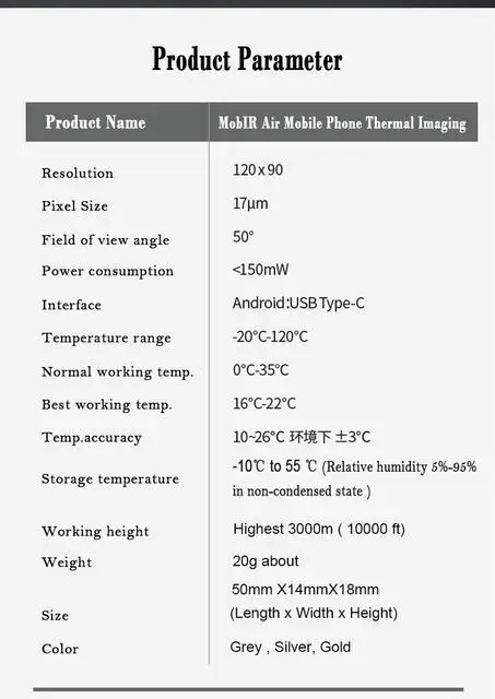 MobIR Air тепловизор камера для смартфона тип-c OTG 6,0 анти-пип датчик температуры термометрия тепловизор