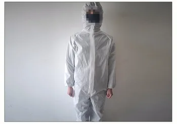 

in stockHooded Coverall safty Clothing Security SMS Nonwoven Fabric Coverall Clean Room Dustproof Jumpsuit Garment