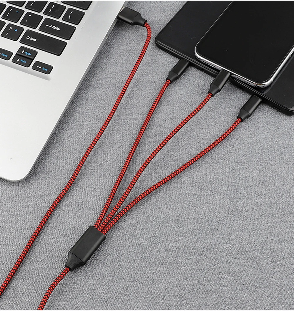 Usb-кабель для iPhone XS X 8 7 6 Max XR зарядное устройство 3 в 1 Micro USB кабель для Android USB TypeC телефонные кабели для Samsung S9 - Цвет: Red