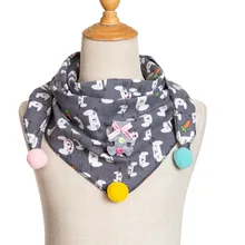 Осень-зима Детские хлопковые Треугольники шарф для девочек, для мальчиков; цветные помпоны, шарф для маленьких модный шарф воротник детская одежда с отложным воротником