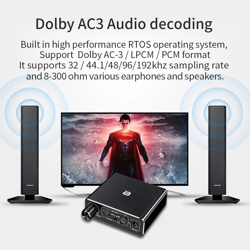 AYINO AC3 192 кГц Hi Fi аудиодекодер DAC с регулировкой громкости оптический коаксиальный