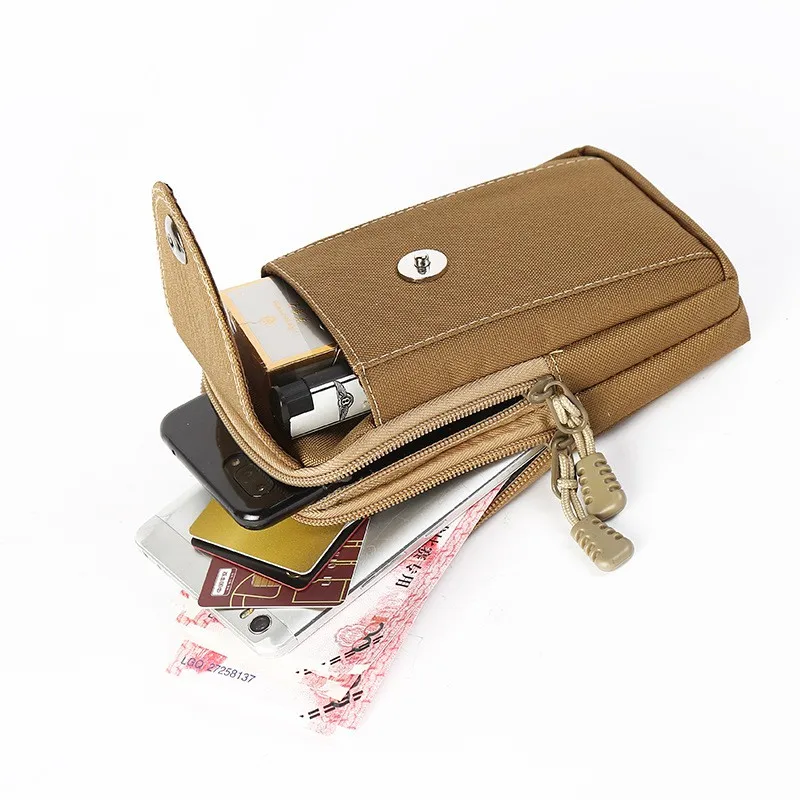 Men Waistbags Belt Phone Pouch Sport Running Mobile Phone Pocket Solid Color Magnetic Clasp Portable Bags with Hook High Quality