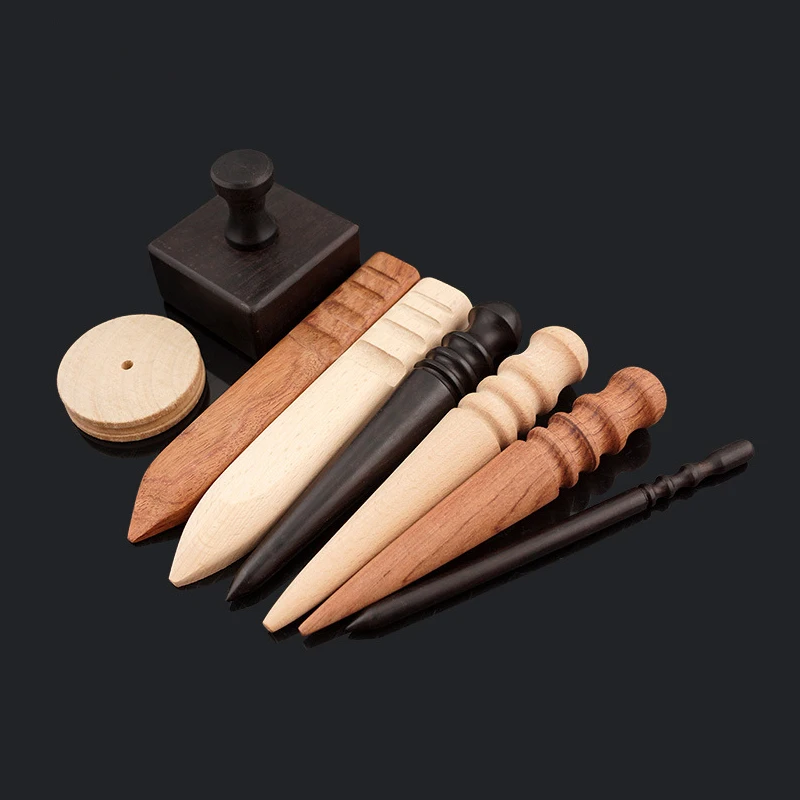 Handmade Multi-Size Burnishing Rod for Leather Craft Edges Slicker Round Wood DIY Leathercraft Tool for handwork leather craft leather craft tools