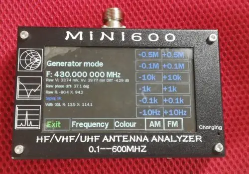 2019 0,1-600 МГц HF/VHF/UHF ANT SWR антенна анализатор метр Mini600 + батарея