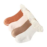 Lawadka Newborn Baby Girl Socks Lace Baby Knee Socks Anti Slip Cotton Socks for Girls Princess Long Autumn Winter Stockings 0-3T 2