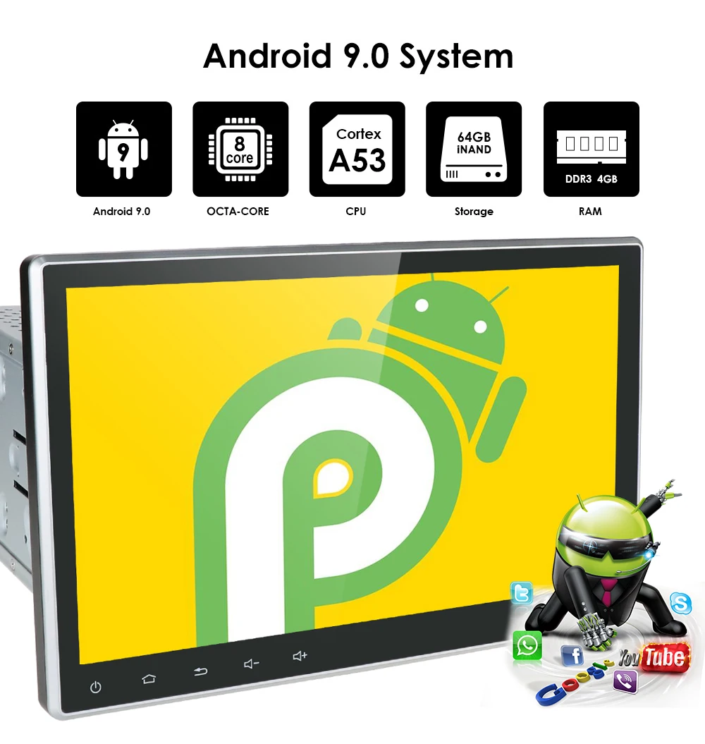 10," PX5 Android 9,0 Универсальный Автомобильный DVD радио плеер 2 DIN gps навигация 4 Гб+ 64 ГБ 1024*600 DSP RDS 4G wifi Bluetooth SWC DAB