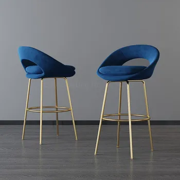 

Modern Light Luxury Bar Stools Leisure Chair Front Desk High Stool Minimalist Home Bar Chair Backrest Personality Bar Stool