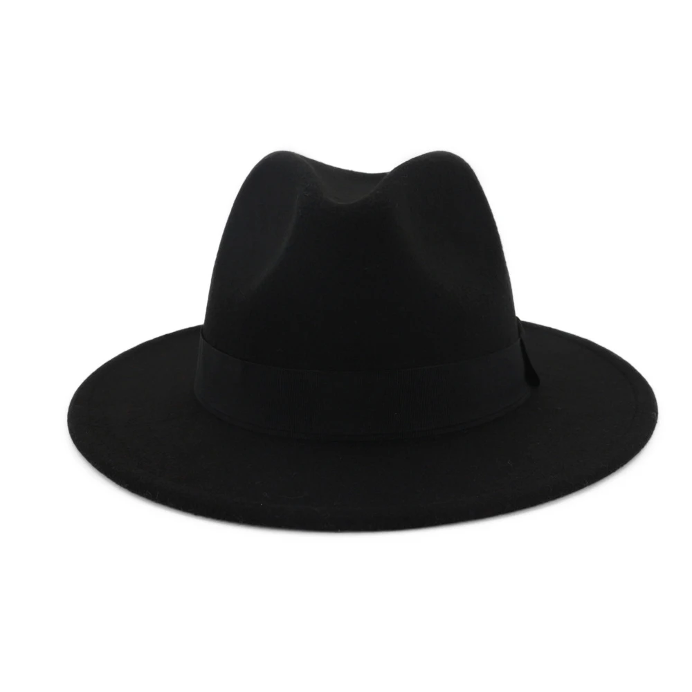 Женская шерстяная шляпа Fedora для элегантной леди осенние шляпы Трилби широкий джазования с полями церковные чародейные Шляпы размер 56-58 см