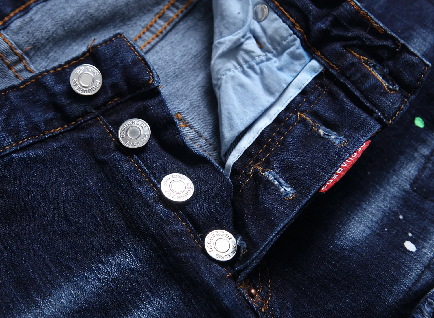remendado emagrecimento jeans cor-ponto pintado calças de brim casuais masculinas