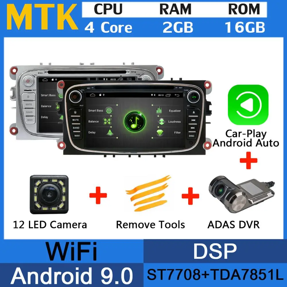 5 USB PX6/Восьмиядерный Android 9,0 автомобильный dvd-плеер для Ford Focus Mondeo Focus C-MAX S-MAX C S Max Kuga Galaxy Автомагнитола DSP Carplay - Цвет: MTK-Adas-Carplay